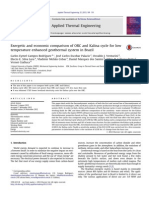 Exergetic and Economic Comparison of ORC and Kalina Cycle For Low Temperature Enhanced Geothermal System in Brazil