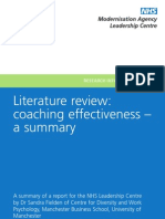 Literature Review: Coaching Effectiveness - A Summary: Modernisation Agency Leadership Centre