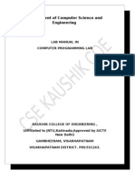 Department of Computer Science and Engineering: Lab Manual in Computer Programming Lab