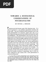 Berger - Towards A Sociological Understanding of Psychoanalysis