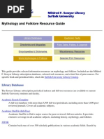 Mythology and Folklore Resource Guide: Library Databases Electronic Texts