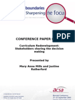 Conference Paper No. 35: Curriculum Redevelopment: Stakeholders Sharing The Decision Making