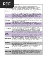 Ib Learner Profile Chart