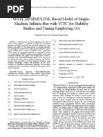 MATLAB/SIMULINK Based Model of Single-Machine Infinite-Bus With TCSC For Stability Studies and Tuning Employing GA