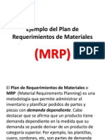 Ejemplo Del Plan de Requerimientos de Materiales