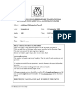 Catholic High School Preliminary Examinations (3) Secondary Four Additional Mathematics Paper