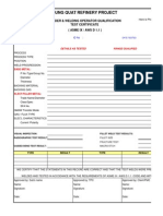 Dung Quat Refinery Project: Welder & Welding Operator Qualification Test Certificate