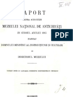 Vasile Pârvan, Raport Asupra Activităţii Muzeului Naţional de Antichităţi