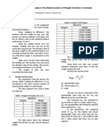 Statistical Concepts in The Determination of Weight Variation