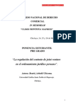 La Regulación Del Contrato de Joint Venture