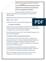 Acta de La Reunion de La Comision de Catequesis Del Dia 9 de Septiembre Del 2013