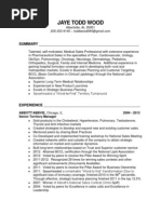 Pharmaceutical Sales Territory Manager in Huntsville AL Resume Jaye Todd Wood