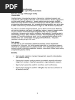 Student and Learning Services Student Researcher (Up To 10 Posts Available) 8.00 Per Hour Part Time (Average 7.5 Hours Per Week) Closing Date