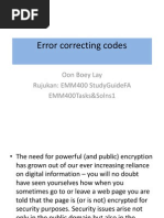 Error Correcting Codes: Oon Boey Lay Rujukan: Emm400 Studyguidefa Emm400Tasks&Solns1