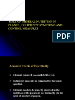 Role of Mineral Nutrition in Plants, Deficiency Symptoms and Control Measures