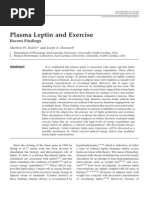 Plasma Leptin and Exercise