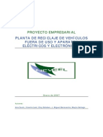 Proyecto Empresarial Planta de Reciclaje de Vehiculos Fuera de Uso y Aparatos Electricos y Electronicos