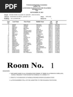 TLE - Legazpi Room Assignments Sep 2013 Licensure Exam For Teachers (LET)