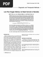 Low Flow Oxygen Delivery Via Nasal Cannula To Neonates