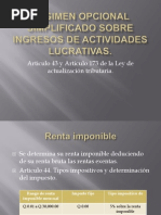 Régimen Opcional Simplificado Sobre Ingresos de Actividades Lucrativas