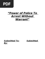 Power of Police To Arrest Without Warrant