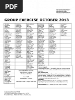 Group Exercise October 2013: Monday Tuesday Wednesday Thursday Friday Saturday