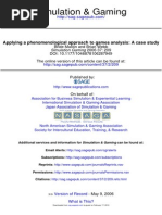 Simulation & Gaming: Applying A Phenomenological Approach To Games Analysis: A Case Study