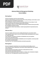 Advanced Material Management Workshop Syllabus