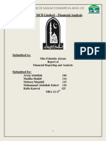 Financial Reporting and Anlaysis Report On MCB Limited