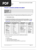 Lessons Learned Document Template