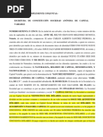 Obligacines Simplemente Conjuntas.-Escritura de Constitución Sociedad Anónima de Capital Variable