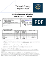 Tattnall County High School: GPS Advanced Algebra Course Syllabus