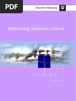 Addressing Selection Criteria