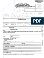 Government of India Ministry of External Affairs Passport Application Form (No.1) (For New / Re-Issue/ Replacement of Lost/Damaged Passport)