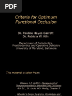 Criteria Optimum Functional Occlusion