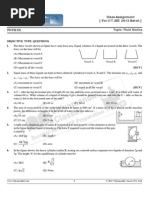 Assignment IIT JEE2013 Physics Fluid Statics PDF