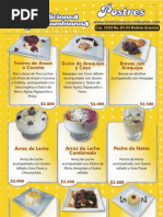 Tradiciones Colombianas Carta de Postres y Helados