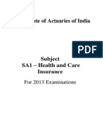 Institute of Actuaries of India: Subject SA1 - Health and Care Insurance