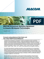 MACOM Announces Definitive Agreement To Acquire Mindspeed Technologies