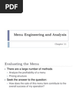 Ch. 11 Menu Engineering and Analysis