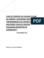 Plan de Control de Calidad y Plan de Higiene y Seguridad Industrial Tazula