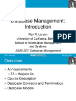 Database Management:: Ray R. Larson University of California, Berkeley School of Information Management and Systems