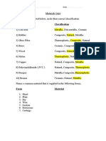 Materials Quiz and Properties Answers