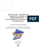 Efecto Del Tamaño de Partícula Sobre La Hidrofobicidad y Flotabilidad Natural de La Molibdenita