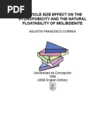 Particle Size Effect On The Hydrophobicity and The Natural Floatability of Molybdenite