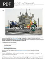 Erection Procedure For Power Transformer