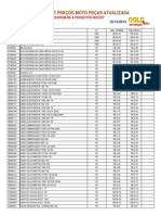 Tabela de Preços Motopeças T2