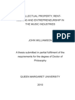 Intellectual Property, Rent-Seeking and Entrepreneurship in The Music Industries