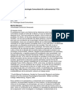 Montero (1994) Vidas Paralelas. Psicología Comunitaria en Latinoamérica y EE - UU