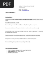 Abhirup Datta - Resume For Website